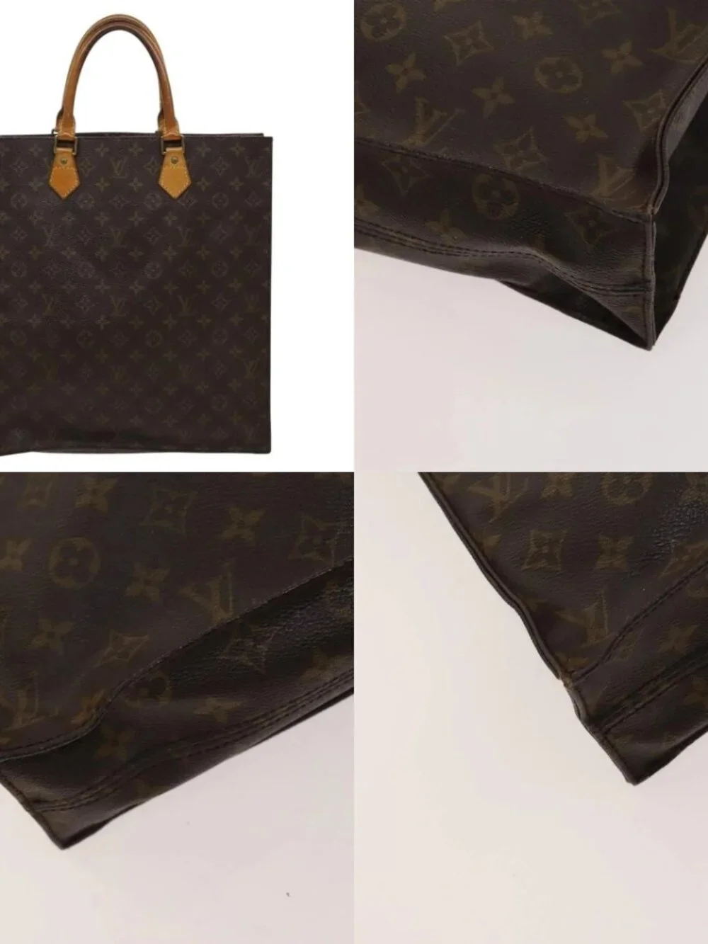 LOUIS VUITTON Monogram Sac Plat Hand Bag M51140 LV Auth 119012